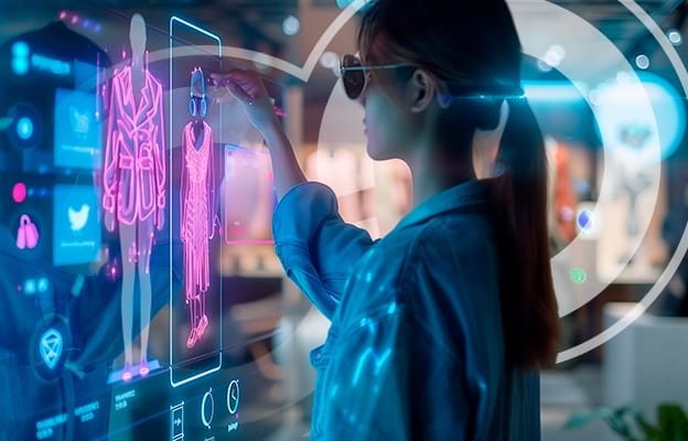 Woman using AI to Create Fashion Apparel